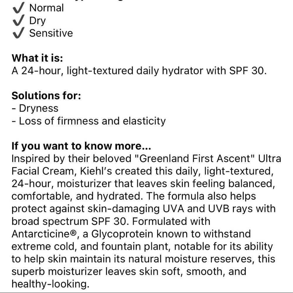 🌿 Kiehl's Since 1851 Ultra Facial Cream Sunscreen SPF 30 - Picture 5 of 11